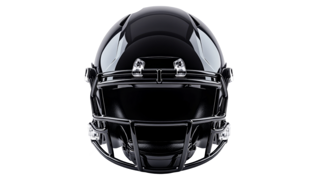 black American football helmet isolated on white