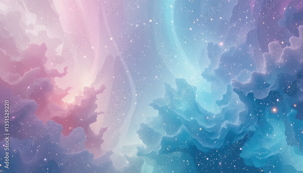 Poster celestial event cosmic nebula display outer space digital art ethereal environment wide-angle viewpo