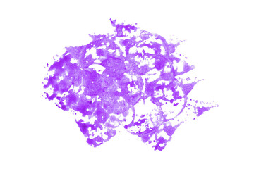 Bright purple watercolor or ink stain with watercolor marks on transparent background.
