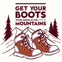 Mountain Adventure SVG | Hiking Boots and Mountains Graphic