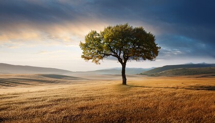 Fototapeta premium Single alone tree in natural landscape