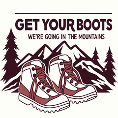 Mountain Adventure SVG | Hiking Boots and Mountains Graphic