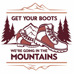 Mountain Adventure SVG | Hiking Boots and Mountains Graphic
