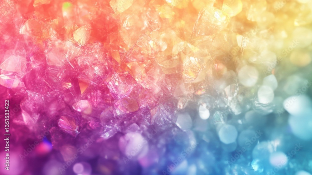 Poster vibrant display of colorful shimmering glitter reflecting light in a mesmerizing gradient pattern