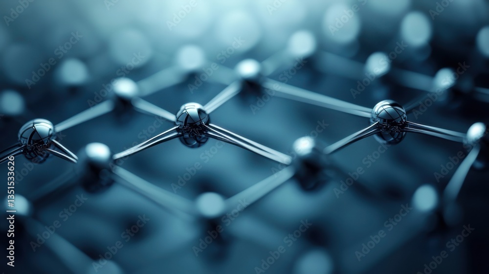 Poster exploring the structure of a two-dimensional material with interconnected atoms and bonds at a micro