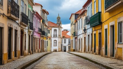 Fototapeta premium Charming Cobblestone Street in a Historic European Town