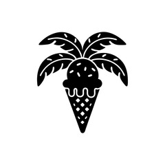 creative details Palm Tree Growing Out of an Ice Cream Cone Icon vector illustration 