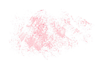 Bright pink watercolor or ink stain with watercolor marks on transparent background.