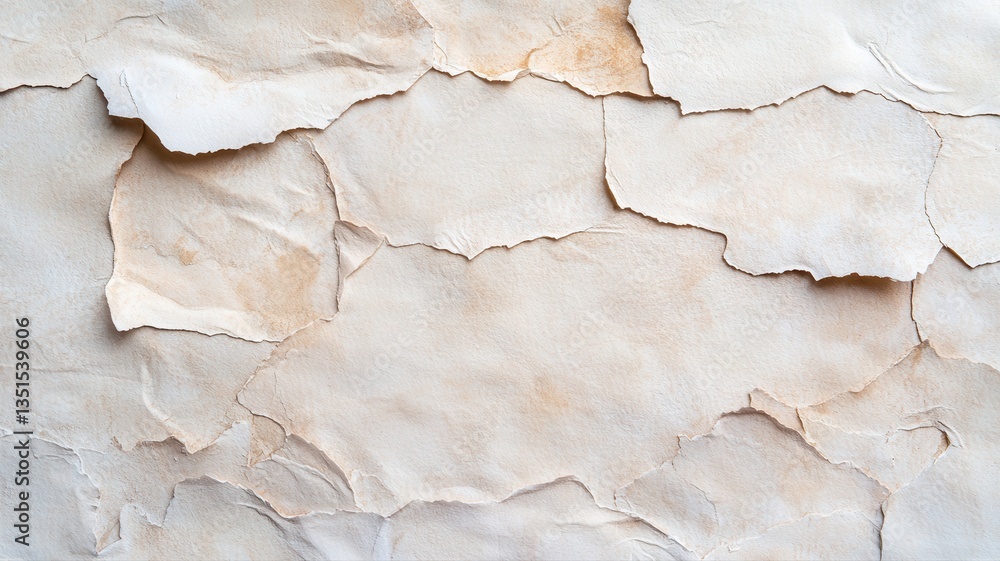 Poster close-up of weathered wall texture with peeling paint layers for use in backgrounds and design proje