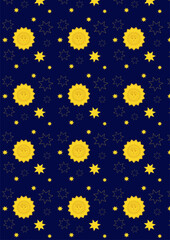 Sun and stars seamless pattern