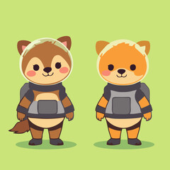 Cute Astronaut Animals Vector Illustration