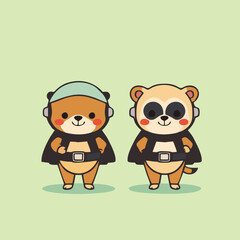 Cute Astronaut Animals Vector Illustration