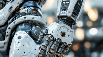 Robotic hand with intricate design and detailed mechanics showcasing advanced technology and engineering marvels
