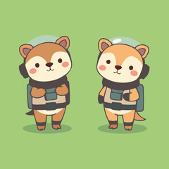 Cute Astronaut Animals Vector Illustration