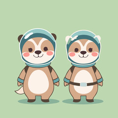 Obraz premium Cute Astronaut Animals Vector Illustration