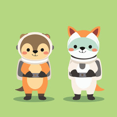 Minimalist Space Animals Clipart