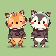 Fototapeta premium Minimalist Space Animals Clipart