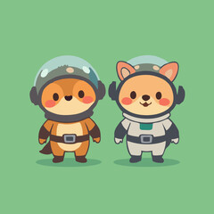 Minimalist Space Animals Clipart