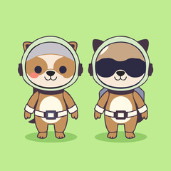 Minimalist Space Animals Clipart