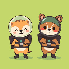 Fototapeta premium Minimalist Space Animals Clipart