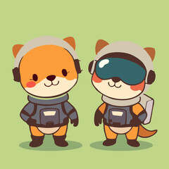 Fototapeta premium Minimalist Space Animals Clipart