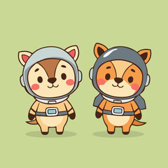 Minimalist Space Animals Clipart