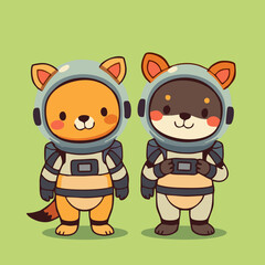 Obraz premium Minimalist Space Animals Clipart