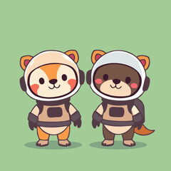 Minimalist Space Animals Clipart