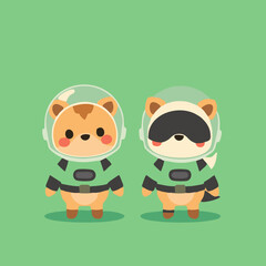 Minimalist Space Animals Clipart