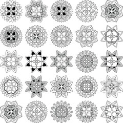 Collection of 25 intricate mandala vectors, perfect for cutting, engraving, sublimation, and decoration.