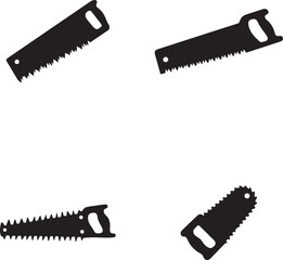 Different types of hand saws isolated on a white background