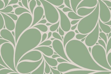 Beige and green floral pattern background. Elegant seamless pattern with leaves and flower. Vector Hand drawn floral background. Luxury seamless pattern with floral. Modern stylish floral background.
