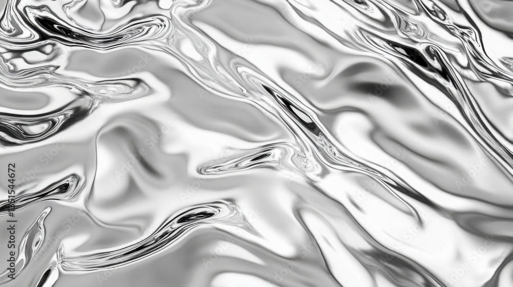 Poster reflection of shimmering silver waves creating an abstract art feel in a fluid design