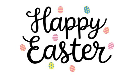 Happy Easter vintage text effect with eggs on white background