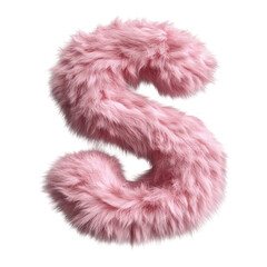 Pink furry letter s on transparent background representing softness and elegance