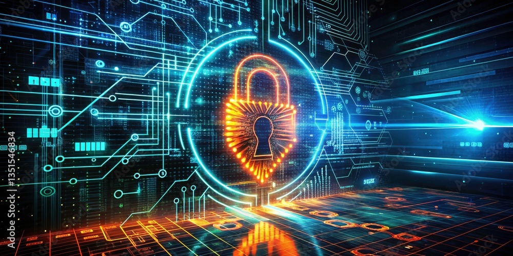Aufkleber cybersecurity digital footprints: binary code rule of thirds - data privacy, network security, digit