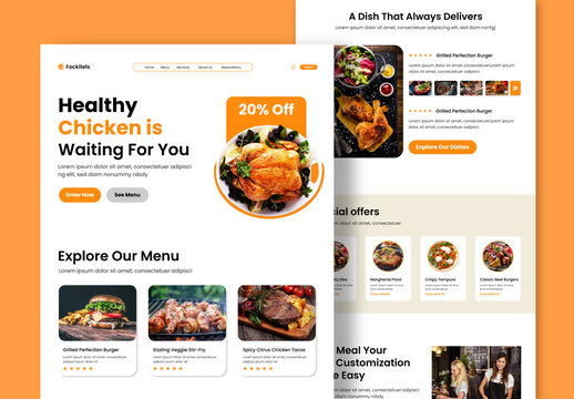 Food Restaurant Website Landing Page Layout