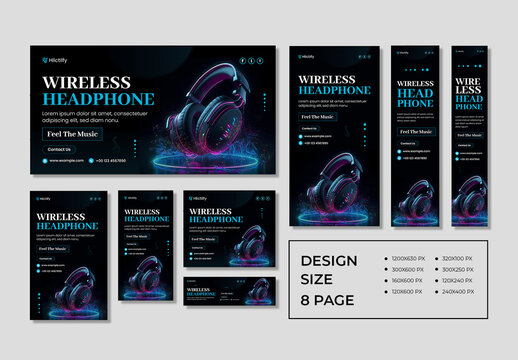 Headphone Promotional Web Banner Set
