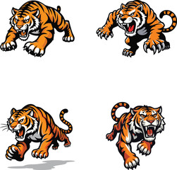 Set of tiger icon, tiger vector, tiger in different poses tiger logo vector illustration isolate on white background 