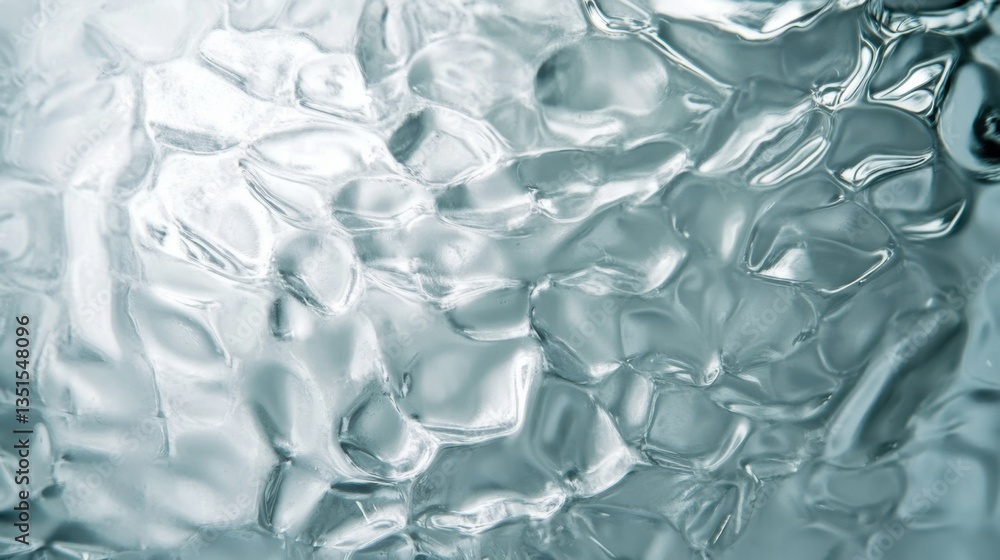 Poster textures of clear ice cubes glistening in soft light creating an abstract design on a smooth surface