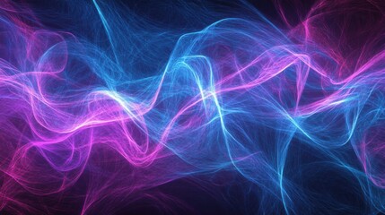 Fototapeta premium Colorful abstract light waves create a vibrant display in a dark background