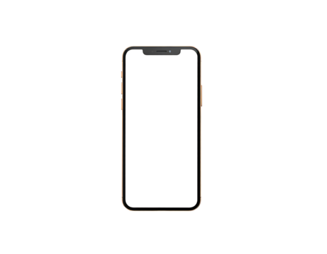 Front view of a modern smartphone with a blank white screen on a transparent background. - Powered by Adobe