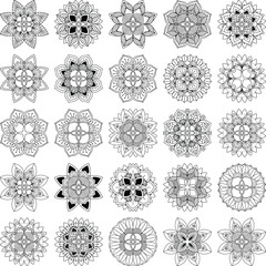 Collection of 25 intricate mandala vectors, perfect for cutting, engraving, sublimation, and decoration.