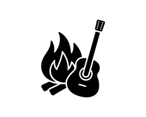 creative details Bonfire with a Guitar Leaning Against It Icon vector illustration 