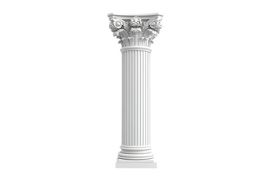 Architectural white lonic columns Isolated on White and Transparent Background PNG Image.