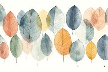 Watercolor Autumn Leaves Border.