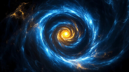 Spiral Galaxy with Blue and Yellow Structure
