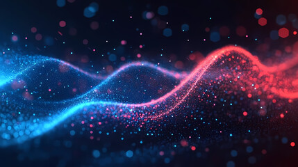 Obraz premium Blue and Red Light Waves on Dark Background