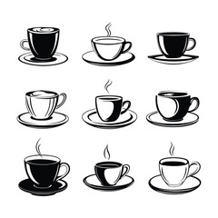 Obraz premium Silhouette designs for coffee and tea enthusiasts clipart