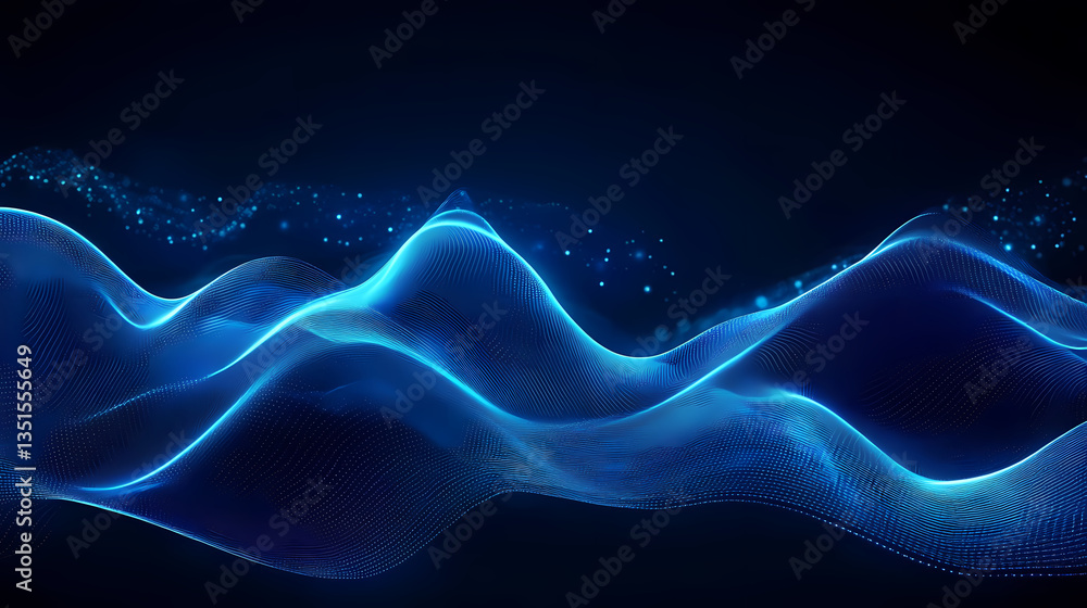Poster blue wave abstract image with particle effects